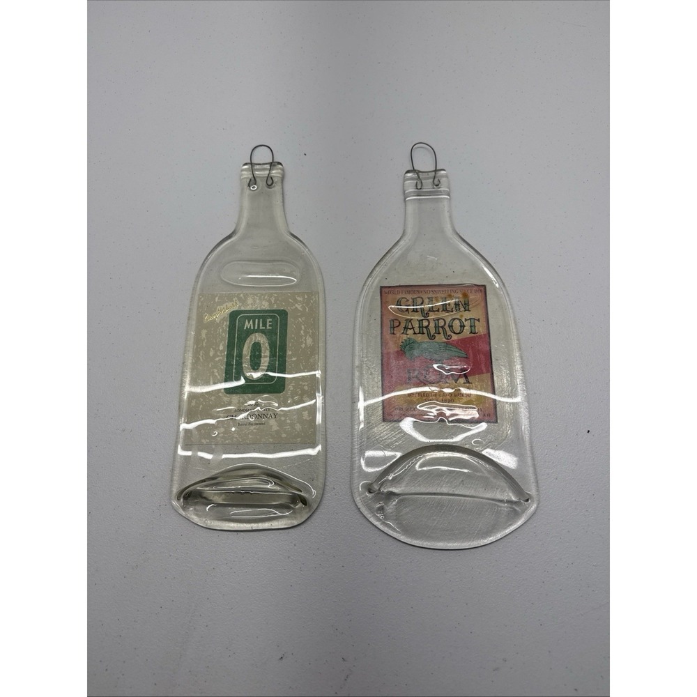 LOT OF 2 FLAT WINE BOTTLES HAND FORGED CHARCUTERIE TRAY WALL HANG KEY WEST